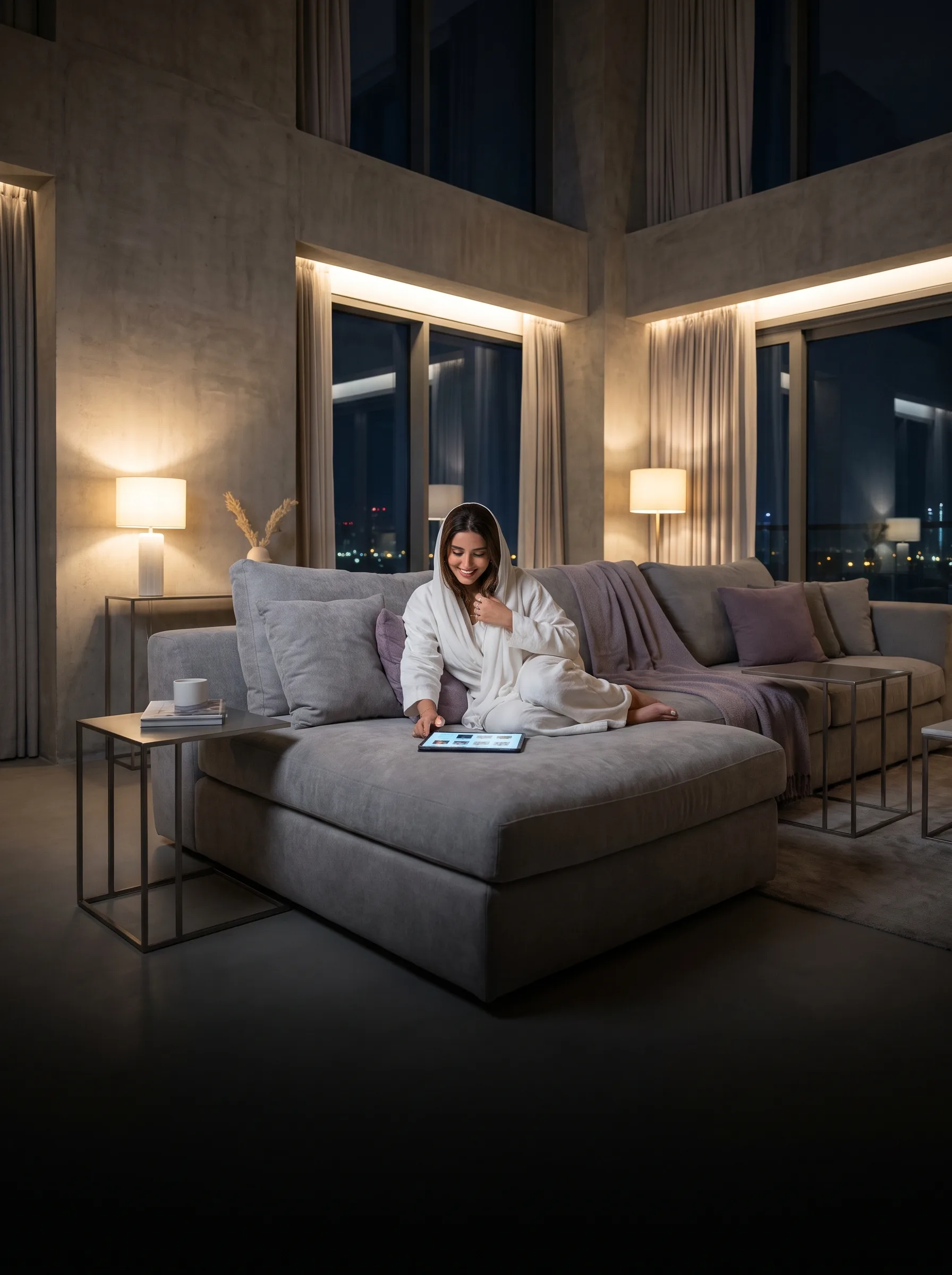 صاحب مشروع صغير عند طاولة حقيقية مع جدول بيانات على حاسوب محمول وآلة حاسبة وإيصالات ومنتجات.